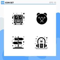 Modern 4 solid style icons Glyph Symbols for general use Creative Solid Icon Sign Isolated on White Background 4 Icons Pack vector