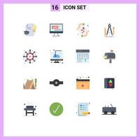 Group of 16 Modern Flat Colors Set for network math care geometry build Editable Pack of Creative Vector Design Elements