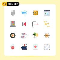 Group of 16 Modern Flat Colors Set for crane bulldozer employee page database Editable Pack of Creative Vector Design Elements