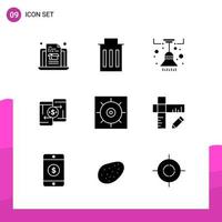 Glyph Icon set Pack of 9 Solid Icons isolated on White Background for responsive Website Design Print and Mobile Applications vector