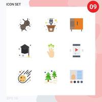 9 Universal Flat Colors Set for Web and Mobile Applications gestures hat furniture education college Editable Vector Design Elements