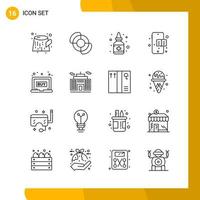 16 Icon Set Line Style Icon Pack Outline Symbols isolated on White Backgound for Responsive Website Designing vector