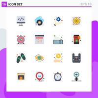 Set of 16 Modern UI Icons Symbols Signs for mute alarm optimization target percent Editable Pack of Creative Vector Design Elements