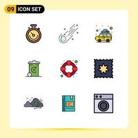 Universal Icon Symbols Group of 9 Modern Filledline Flat Colors of help energy comet recycling bus Editable Vector Design Elements