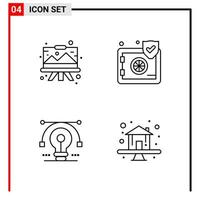 4 General Icons for website design print and mobile apps 4 Outline Symbols Signs Isolated on White Background 4 Icon Pack vector