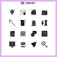 conjunto de 16 iconos modernos de la interfaz de usuario signos de símbolos para la herramienta de gráfico gráfico calendario marketing elementos de diseño vectorial editables vector