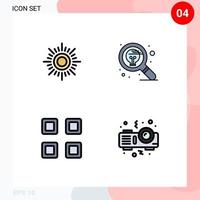 Stock Vector Icon Pack of 4 Line Signs and Symbols for sun layout design search view Editable Vector Design Elements