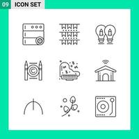 Pack of 9 Line Style Icon Set Outline Symbols for print Creative Signs Isolated on White Background 9 Icon Set vector