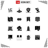 Set of 16 Modern UI Icons Symbols Signs for explore love home favorite give Editable Vector Design Elements