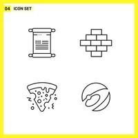 4 Icon Set Simple Line Symbols Outline Sign on White Background for Website Design Mobile Applications and Print Media vector