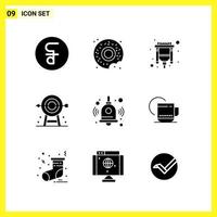 9 Icon Set Simple Solid Symbols Glyph Sign on White Background for Website Design Mobile Applications and Print Media vector