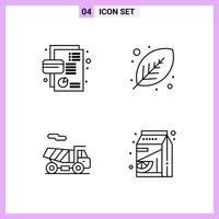 4 Icons in Line Style Outline Symbols on White Background Creative Vector Signs for Web mobile and Print