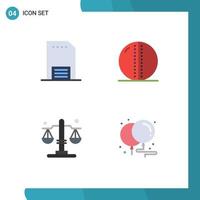 4 Creative Icons Modern Signs and Symbols of advertising sports ball leaflet hard ball justice Editable Vector Design Elements