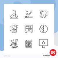 Set of 9 Modern UI Icons Symbols Signs for deck money ice hockey cart basket Editable Vector Design Elements
