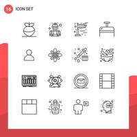 User Interface Pack of 16 Basic Outlines of decorate twitter weather mane travel Editable Vector Design Elements