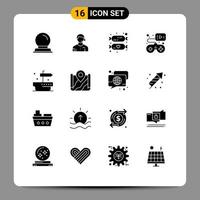 Solid Glyph Pack of 16 Universal Symbols of thanks video game baby gamepad controller Editable Vector Design Elements