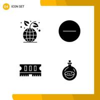 4 Icon Set Solid Style Icon Pack Glyph Symbols isolated on White Backgound for Responsive Website Designing vector