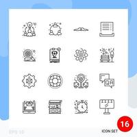 Modern Set of 16 Outlines Pictograph of optimization receipt hipster payment bill Editable Vector Design Elements