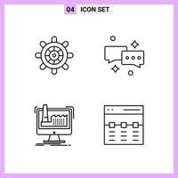 4 Icons in Line Style Outline Symbols on White Background Creative Vector Signs for Web mobile and Print