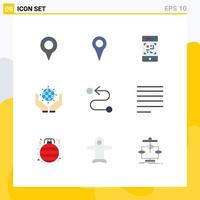 Flat Color Pack of 9 Universal Symbols of text align green route destination Editable Vector Design Elements
