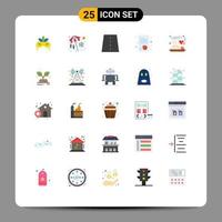 Flat Color Pack of 25 Universal Symbols of chopstick report bridge management highway Editable Vector Design Elements