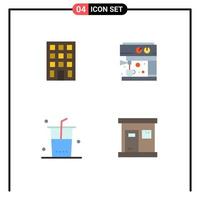 Set of 4 Modern UI Icons Symbols Signs for building shopping coffee drinks sauna Editable Vector Design Elements