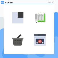 Set of 4 Vector Flat Icons on Grid for expand checkout architect house page Editable Vector Design Elements