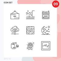 9 Thematic Vector Outlines and Editable Symbols of share view safety vision web Editable Vector Design Elements