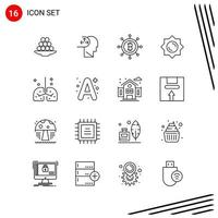 Collection of 16 Vector Icons in Line style Pixle Perfect Outline Symbols for Web and Mobile Line Icon Signs on White Background 16 Icons