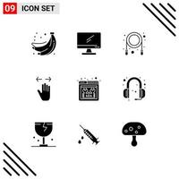 User Interface Pack of 9 Basic Solid Glyphs of error right pc left hand Editable Vector Design Elements