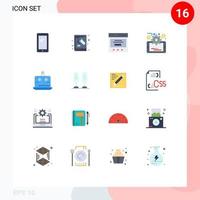 Pictogram Set of 16 Simple Flat Colors of cross data management education analytics slider Editable Pack of Creative Vector Design Elements