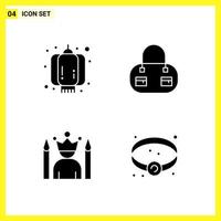 4 Icon Set Simple Solid Symbols Glyph Sign on White Background for Website Design Mobile Applications and Print Media vector