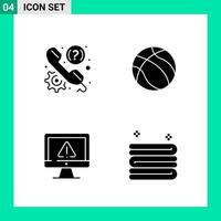 Pack of 4 Solid Style Icon Set Glyph Symbols for print Creative Signs Isolated on White Background 4 Icon Set vector