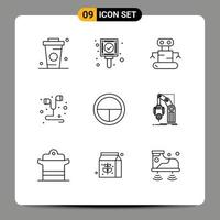 9 Universal Outlines Set for Web and Mobile Applications badge smartphone tag music hand free Editable Vector Design Elements