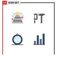 Set of 4 Vector Flat Icons on Grid for finance decor money engineer interior Editable Vector Design Elements