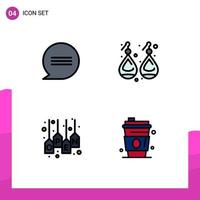 Set of 4 Modern UI Icons Symbols Signs for chat shop earplugs silver store Editable Vector Design Elements