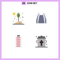 4 Universal Flat Icons Set for Web and Mobile Applications agriculture battery leaf elevator electricity Editable Vector Design Elements