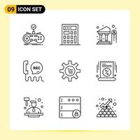 9 Creative Icons for Modern website design and responsive mobile apps 9 Outline Symbols Signs on White Background 9 Icon Pack vector