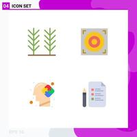 4 Universal Flat Icons Set for Web and Mobile Applications cereal puzzle web human education Editable Vector Design Elements