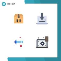 4 Universal Flat Icons Set for Web and Mobile Applications box left laptop download laptop Editable Vector Design Elements