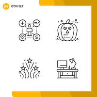 4 Icon Set Line Style Icon Pack Outline Symbols isolated on White Backgound for Responsive Website Designing vector