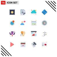 Pack of 16 Modern Flat Colors Signs and Symbols for Web Print Media such as point global rainy business viagra Editable Pack of Creative Vector Design Elements