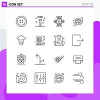 Set of 16 Vector Outlines on Grid for monk emperor cpu masquerade carnival Editable Vector Design Elements