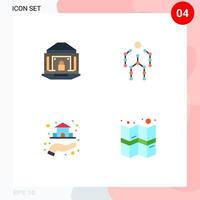 Group of 4 Flat Icons Signs and Symbols for bank motion lock bones real Editable Vector Design Elements