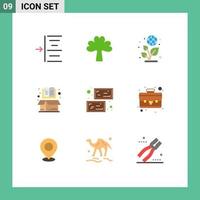 User Interface Pack of 9 Basic Flat Colors of ingot open earth item box Editable Vector Design Elements