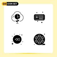 Modern Set of 4 Solid Glyphs and symbols such as cloud left graph hobbies real Editable Vector Design Elements