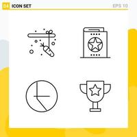 Collection of 4 Universal Line Icons Icon Set for Web and Mobile vector