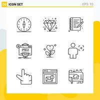 colección de 9 iconos de línea universal conjunto de iconos para web y móvil vector