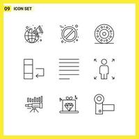 Modern Set of 9 Outlines and symbols such as opportunity text eat right swap Editable Vector Design Elements