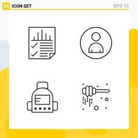 Collection of 4 Universal Line Icons Icon Set for Web and Mobile vector